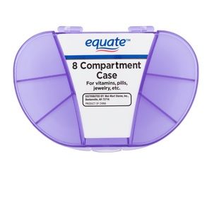 Equate 8 Compartment Travel Pill Jewelry Case NWT